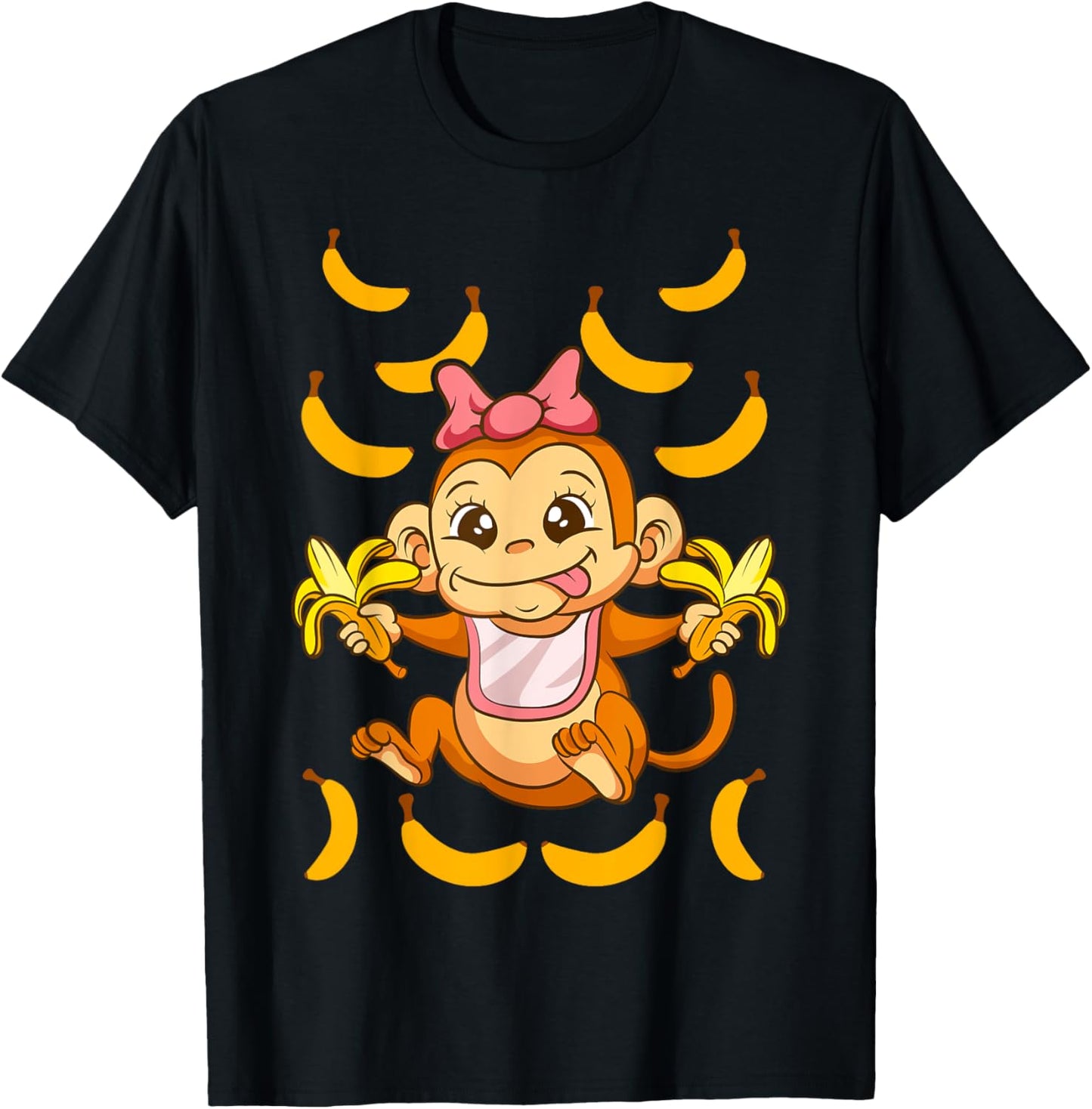 Baby Monkey Monkeys Zoo Animals Bananas Cute Kids T-Shirt - T-Shirt | Black
