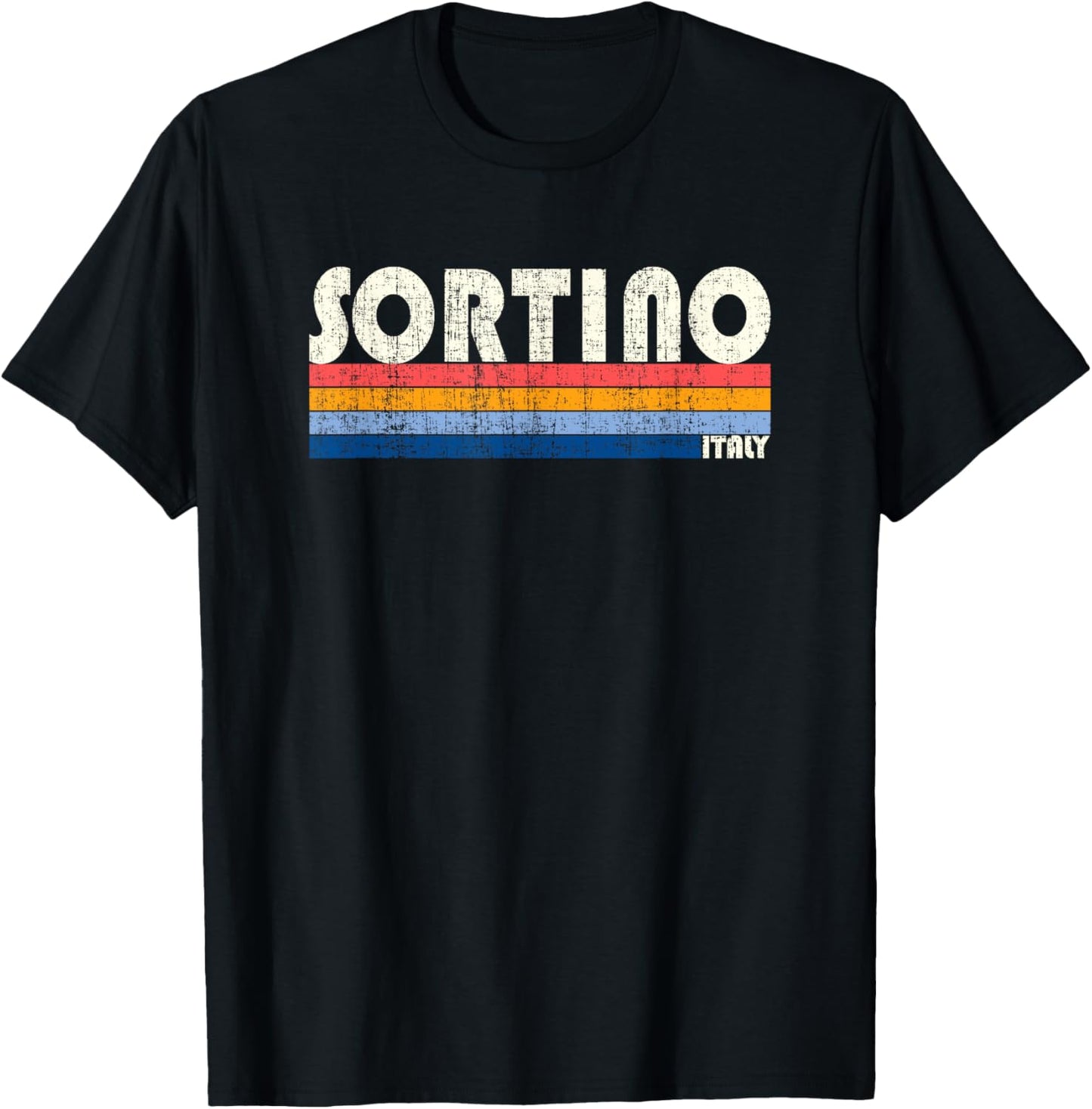 Sortino, Italy Retro 70s 80s Style T-Shirt - T-Shirt | Black