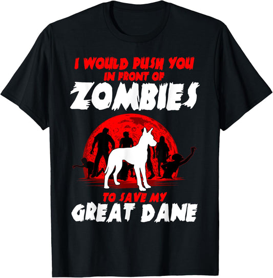 Great Dane Gentle Dog German Mastiff Zombie Halloween T-Shirt - T-Shirt | Black