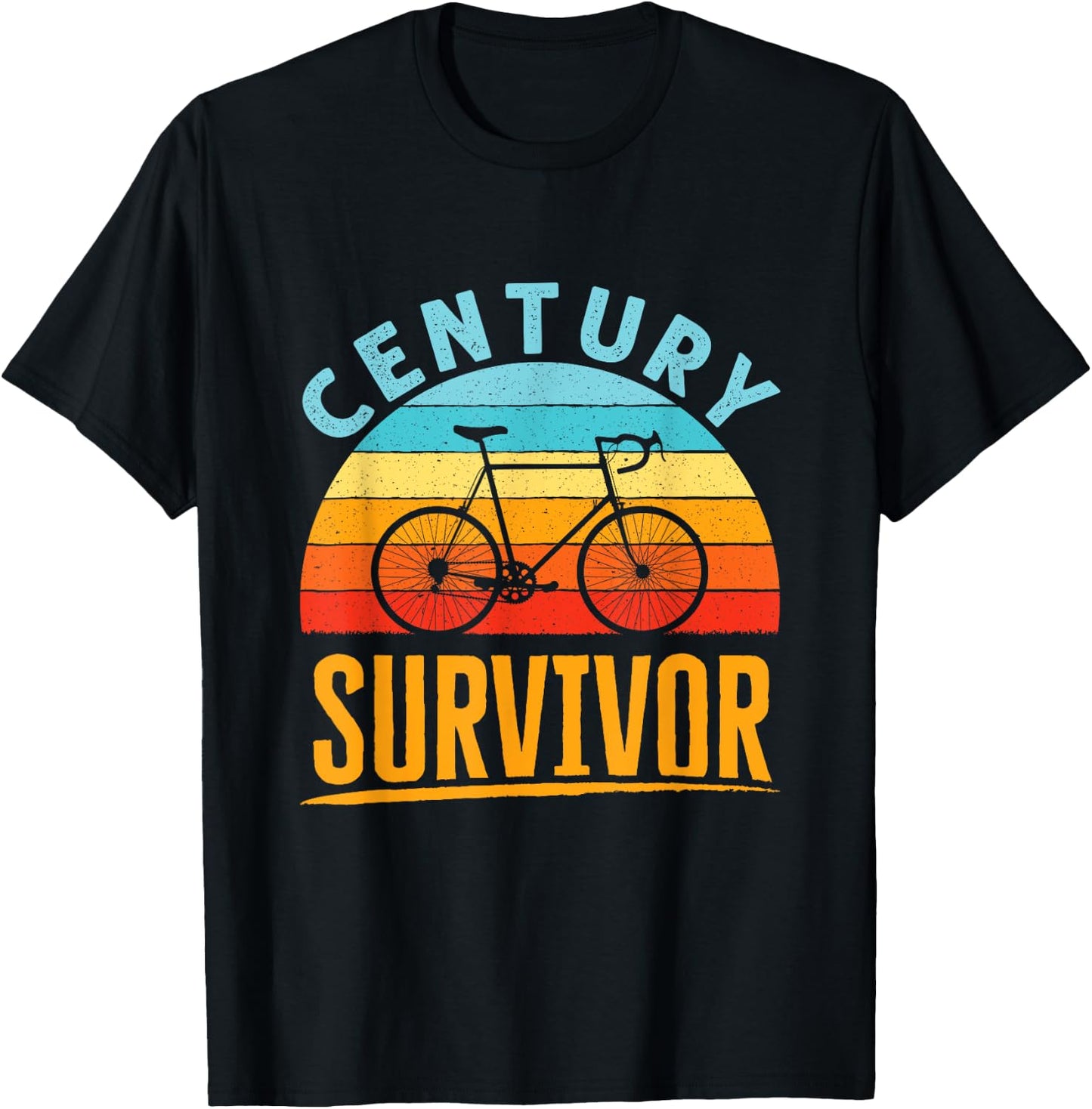 Century Survivor 100 Mile Bicycle Road Cycling Ride T-Shirt - T-Shirt | Black