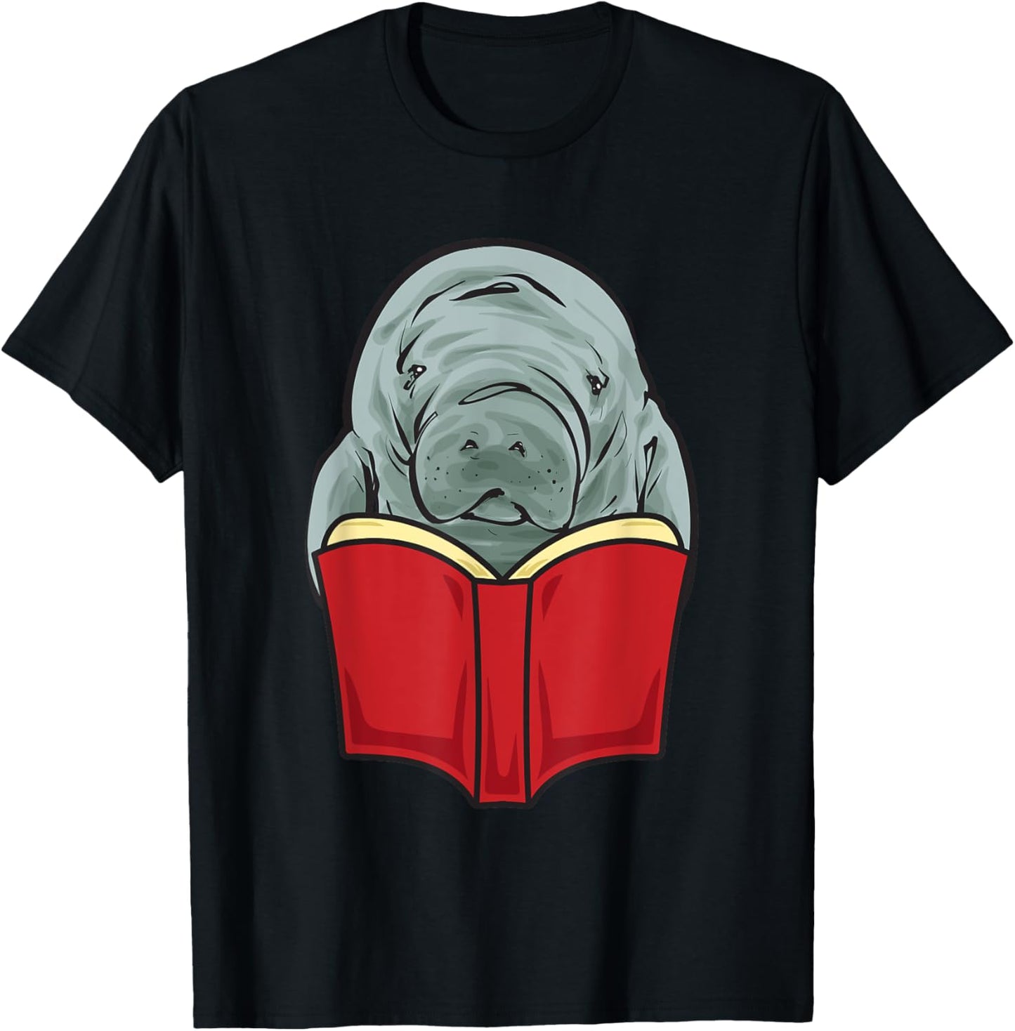 Manatee Reading Books Sea Animal Manatee T-Shirt - T-Shirt | Black