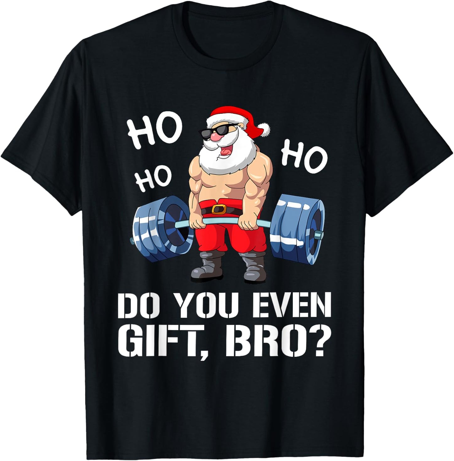 Funny Gym Fitness Santa Claus Man Woman Christmas T-Shirt - T-Shirt | Black