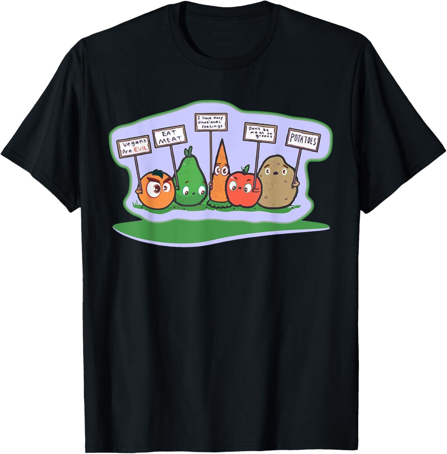 Anti Vegan Shirt Funny Fruit Vegetable Protest Meat Lover T-Shirt - T-Shirt | Black