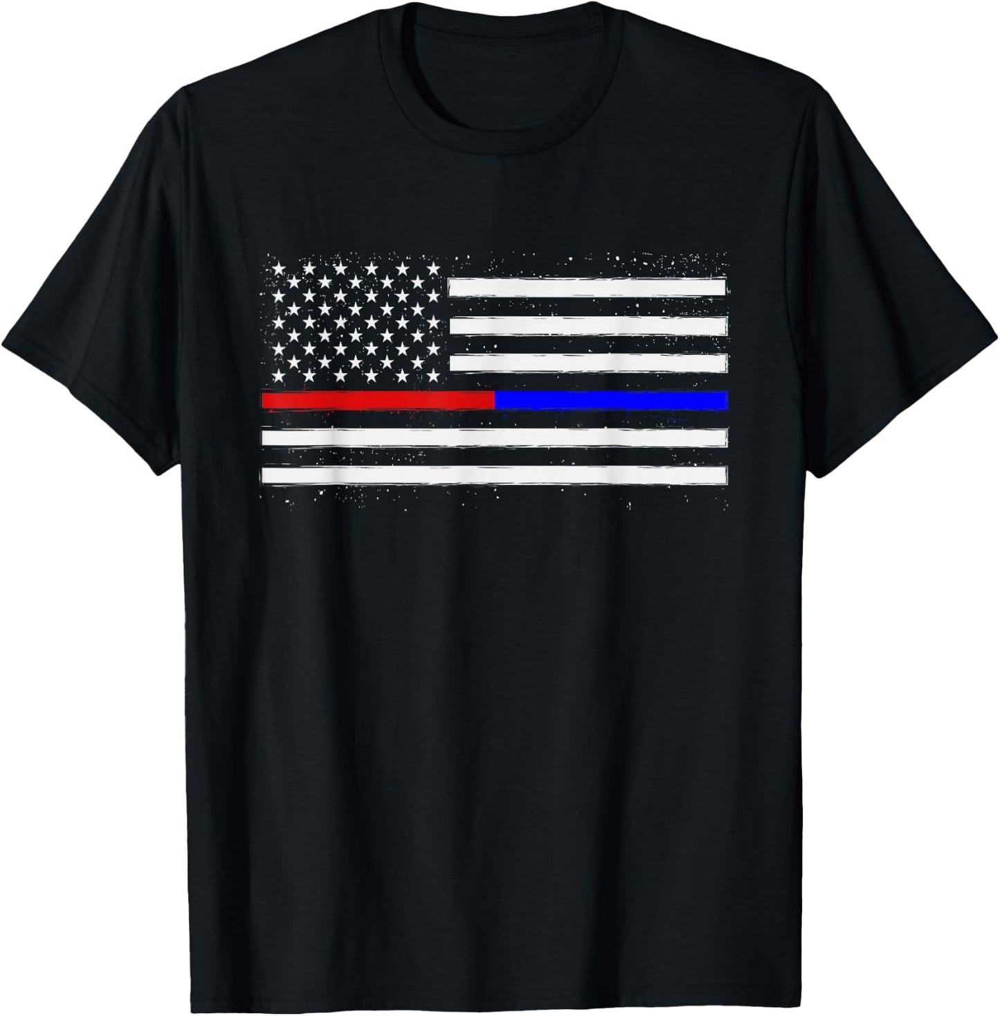 USA Flag Thin Red Line Fire Fighter T-Shirt - T-Shirt | Black
