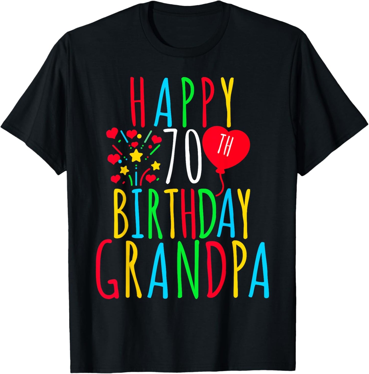 Happy 70th Birthday Grandpa Birthday 70 Years Old Grandpa T-Shirt - T-Shirt | Black