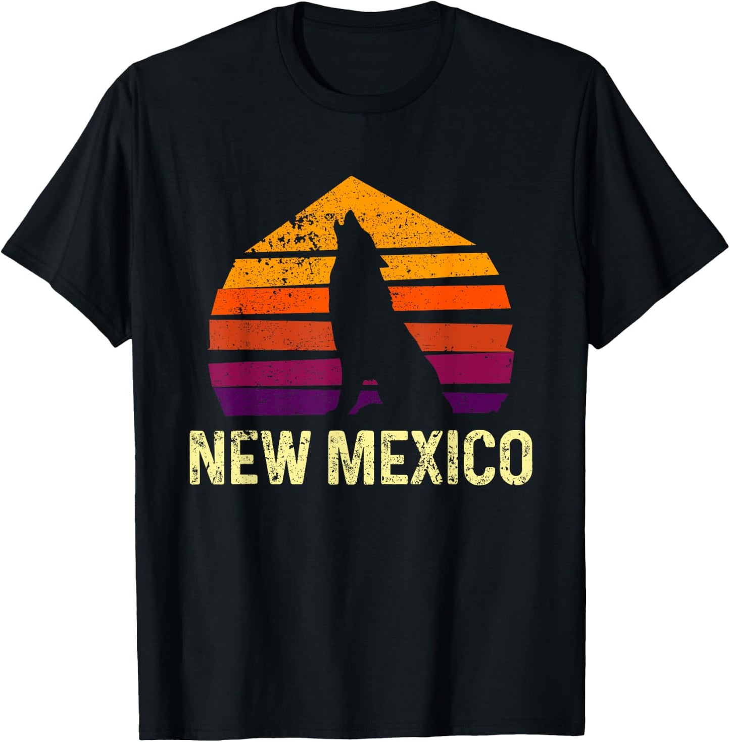Vintage New Mexico, NM Retro Wolf Outdoor T-Shirt - T-Shirt | Black