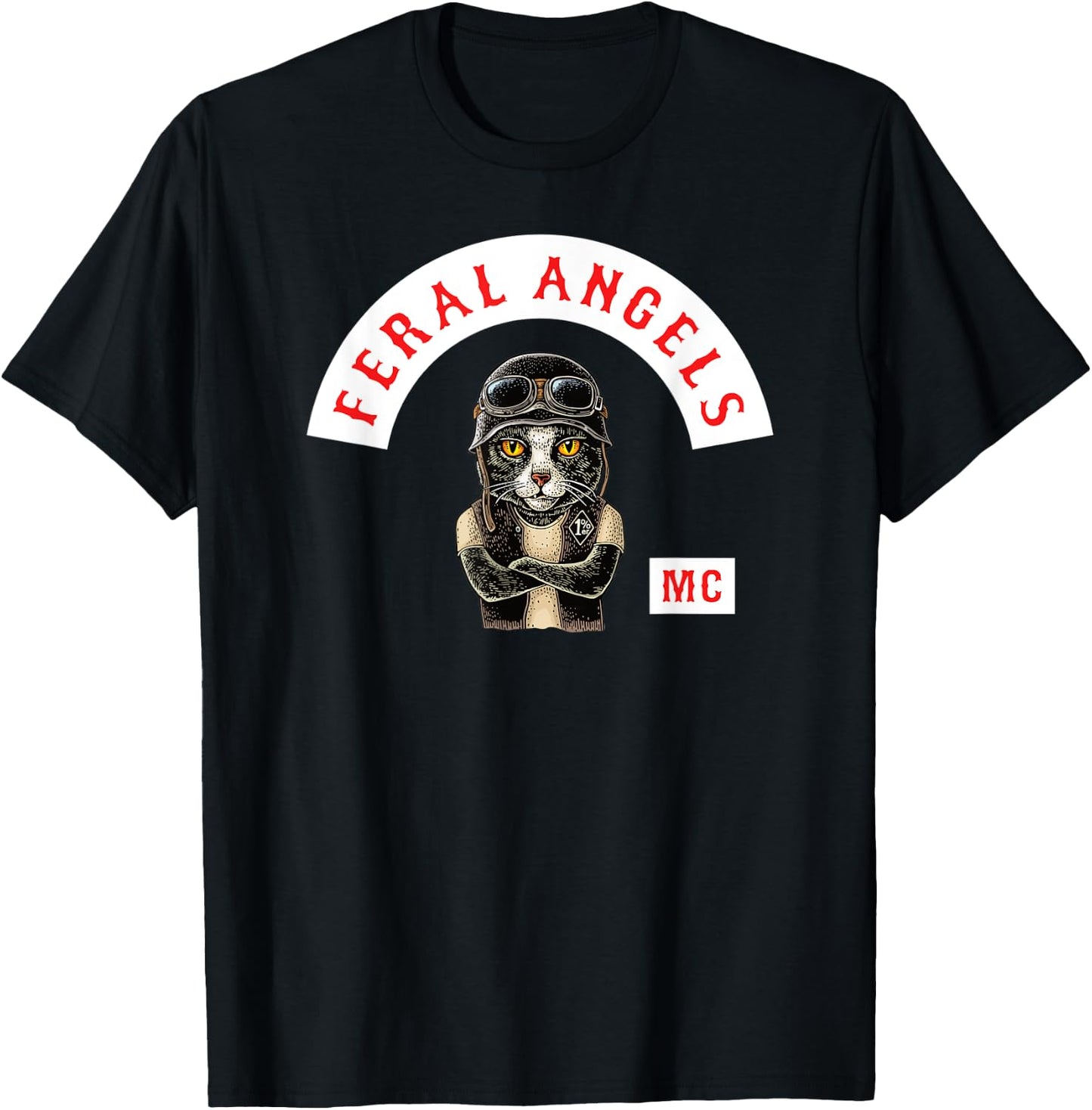 Feral Angels Biker Cat Motorcycle Club T-Shirt - T-Shirt | Black