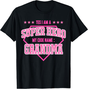 Yes I'm A Superhero Codename Grandma Grandma Mother's Day T-Shirt - T-Shirt | Black