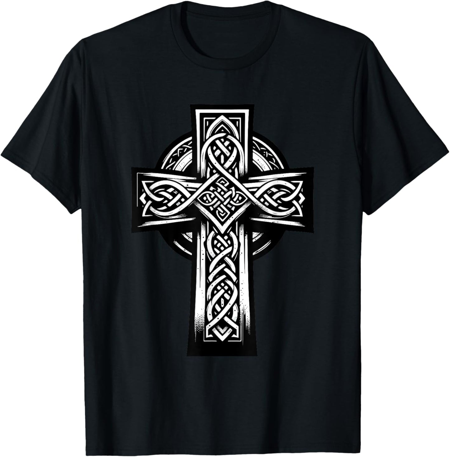 Irish Cross St Patrick's Day Celtic Knots Christian T-Shirt - T-Shirt | Black