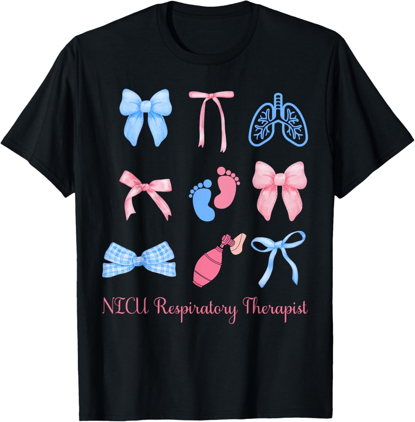 Coquette NICU Respiratory Therapist Lung Squad Neonatal ICU T-Shirt - T-Shirt | Black