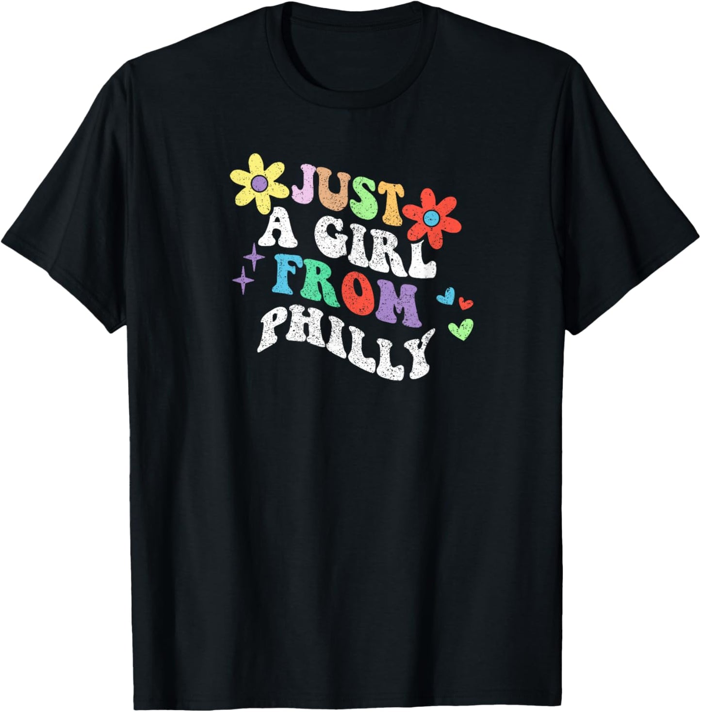 Retro Groovy Just A Girl From Philly Funny Mother's Day 2023 T-Shirt - T-Shirt | Black