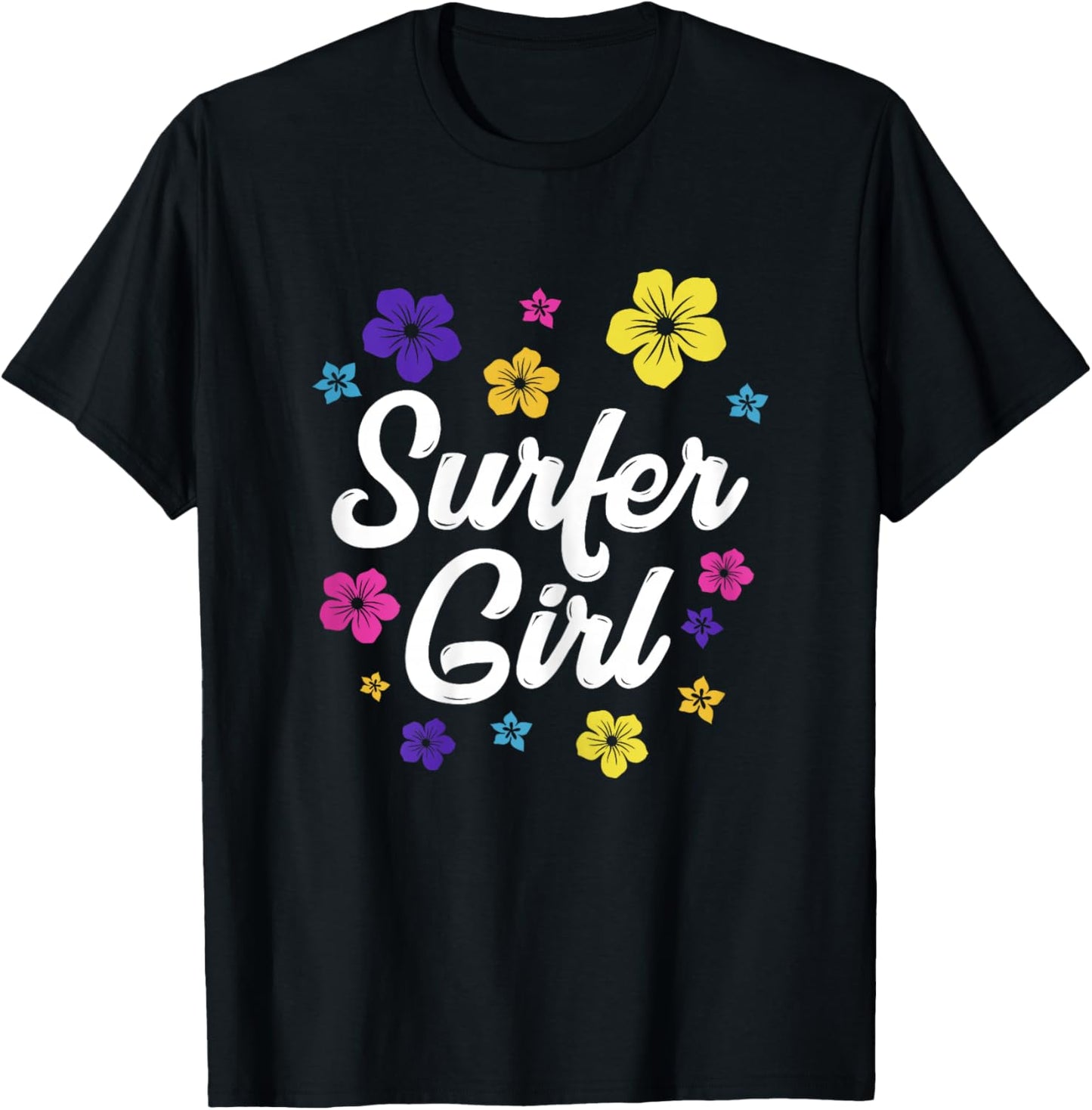 Surfer Girl Surf Retro Vintage Surf Gift Women Surfing T-Shirt - T-Shirt | Black