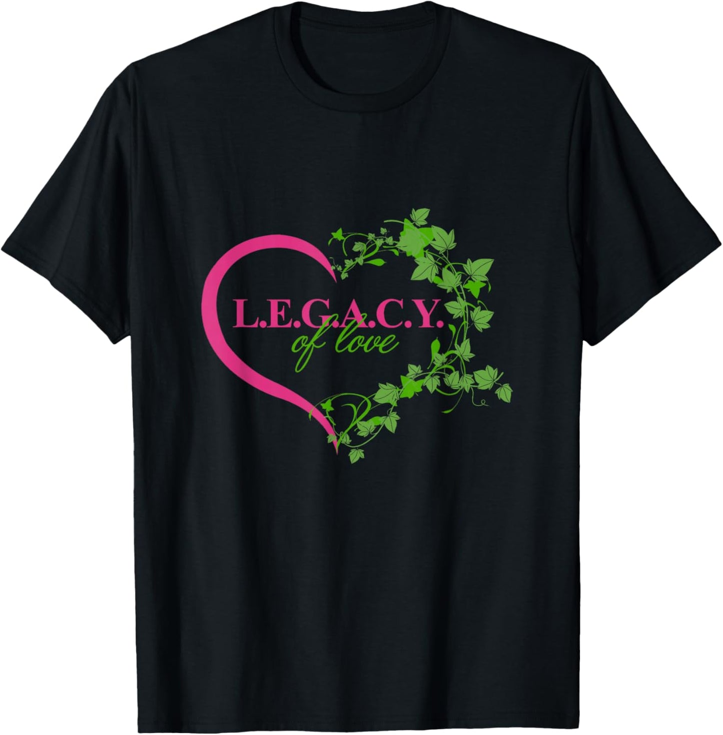 Legacy of Love Black Sorority Excellence Pink & Green Ivy T-Shirt - T-Shirt | Black