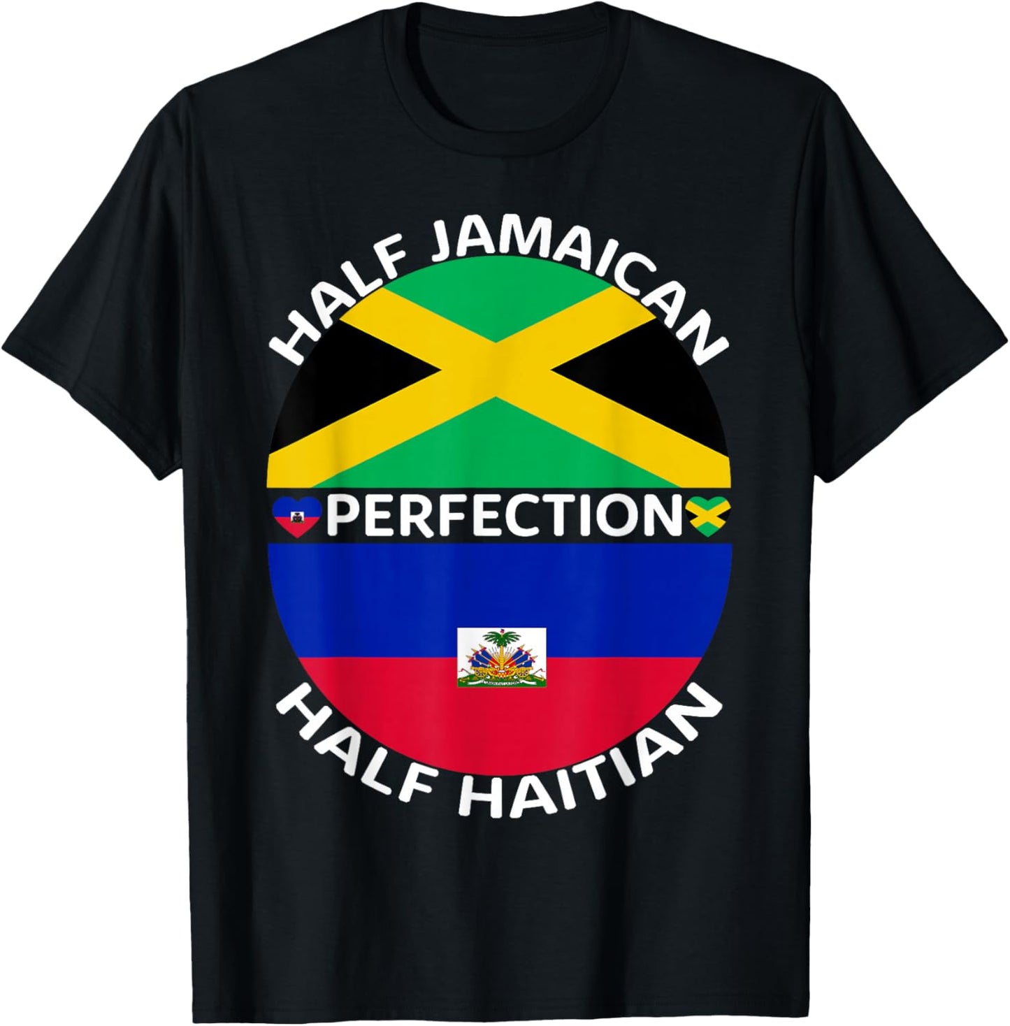 Half Jamaican Half Haitian Jamaica Haiti Root Flag Men Women T-Shirt - T-Shirt | Black