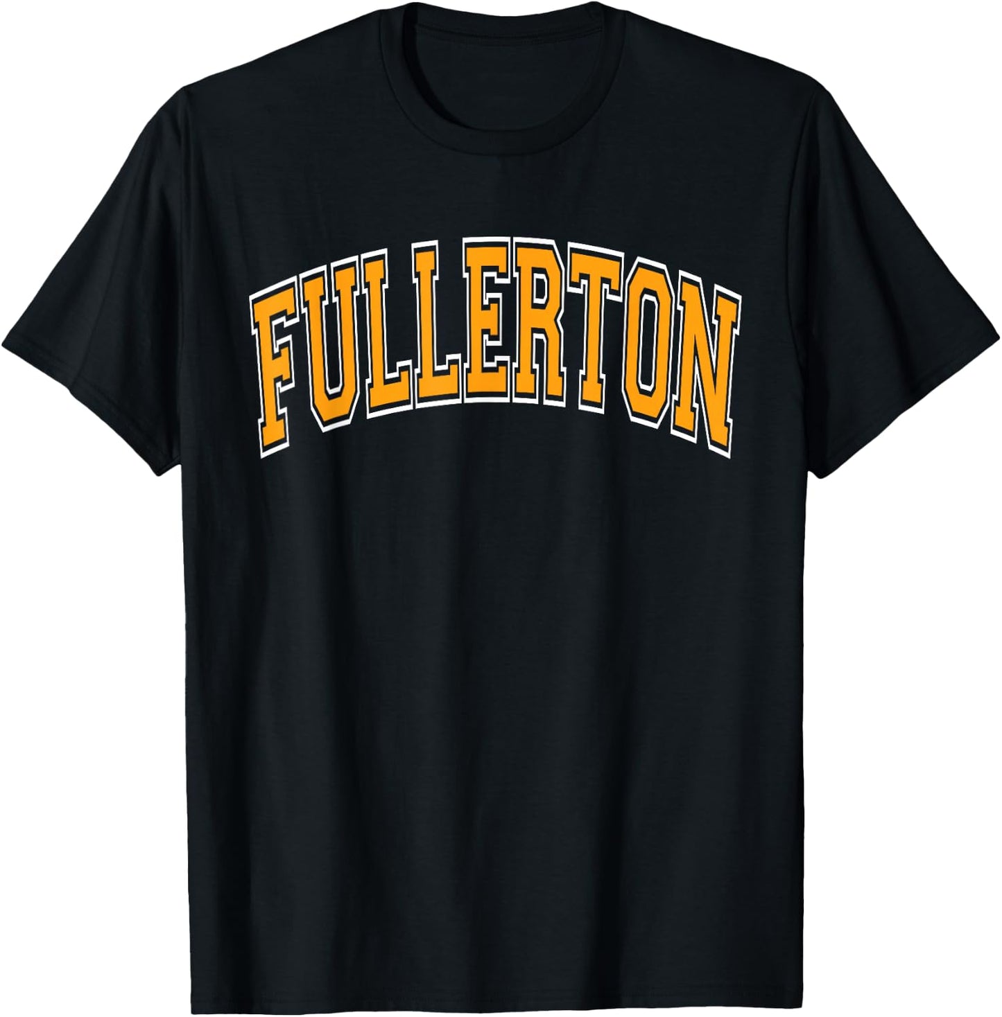 Fullerton Arched Style Orange Text T-Shirt - T-Shirt | Black