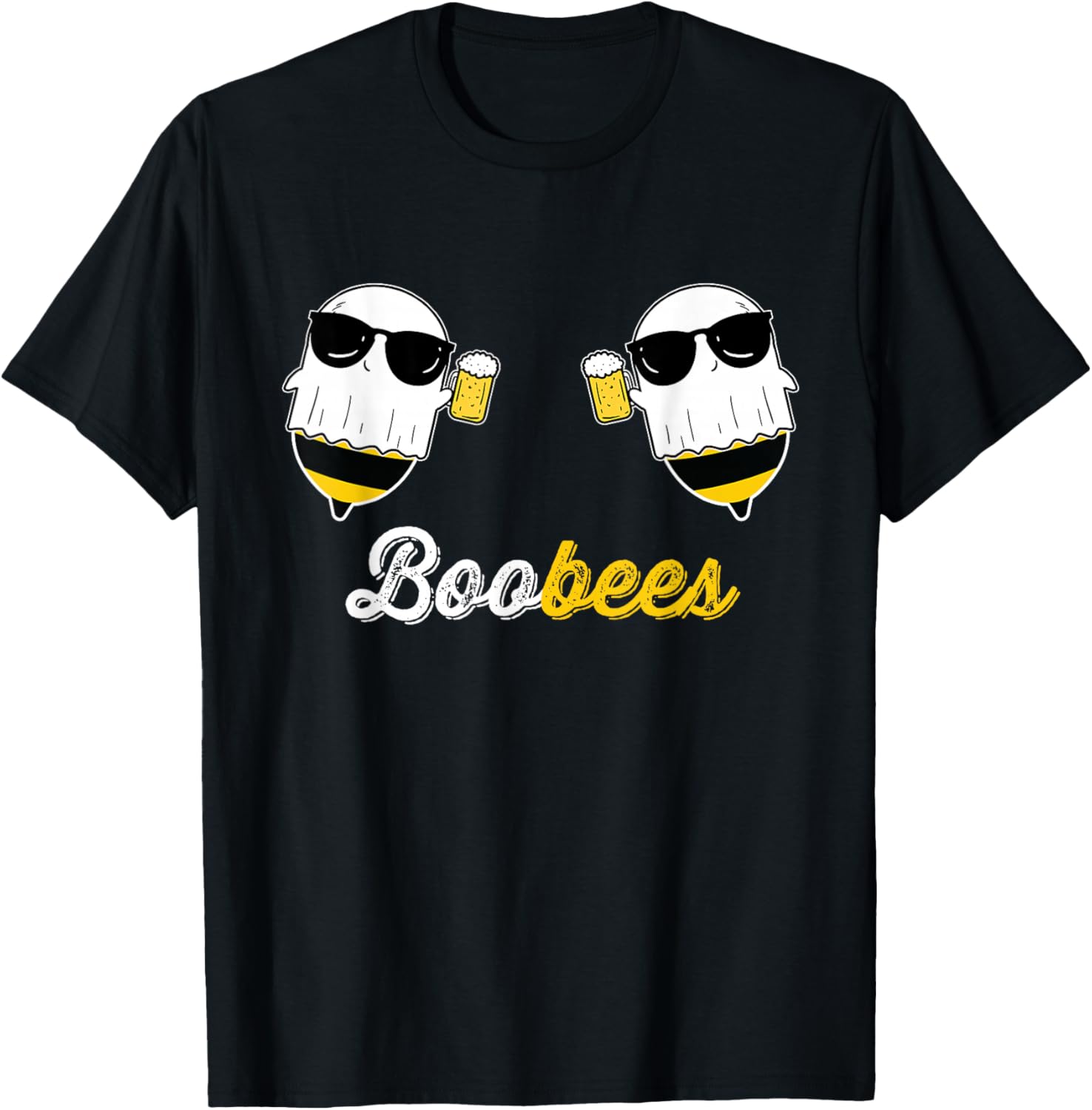 Boo Bees Halloween Costume Cute Ghost drinking Beer Funny T-Shirt - T-Shirt | Black