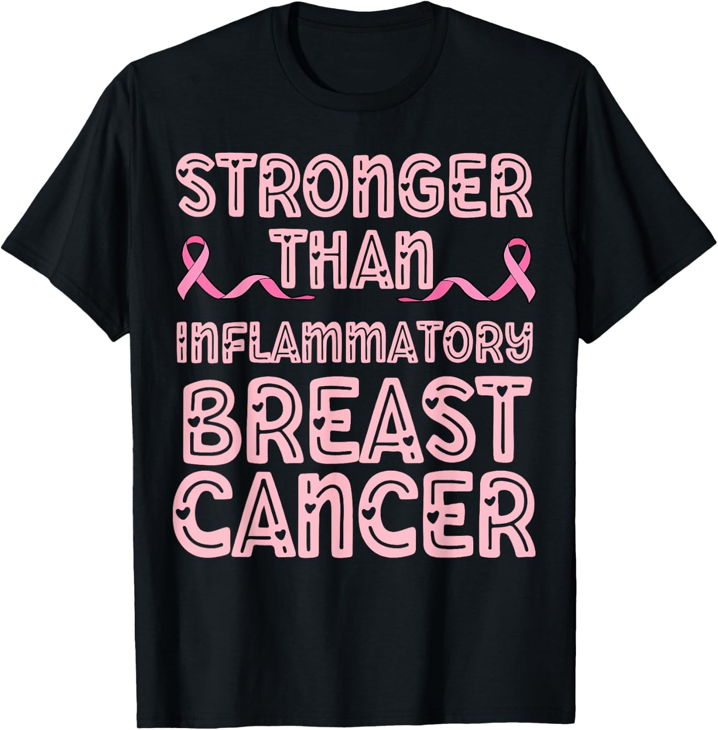 Stronger than inflammatory breast cancer mom dad pink ribbon T-Shirt - T-Shirt | Black