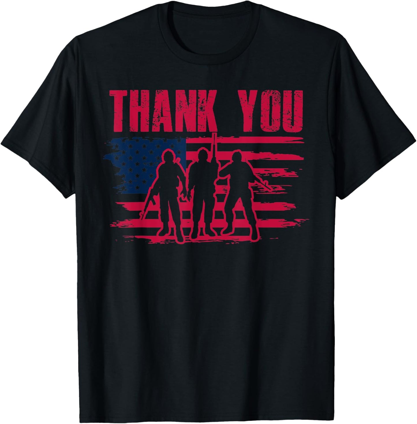 Thanks to Veterans Patriotic Thank you Vets American flag T-Shirt - T-Shirt | Black