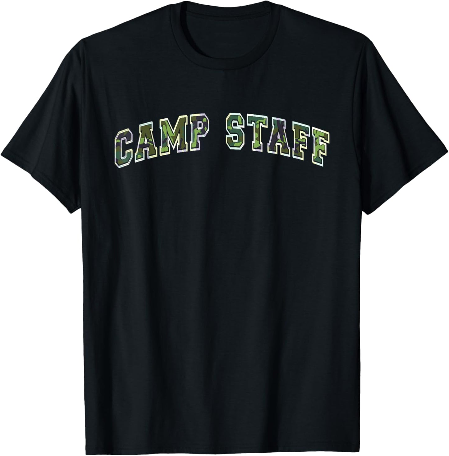 Camo CAMP STAFF Summer Campground Host Trainer Team Besties T-Shirt - T-Shirt | Black