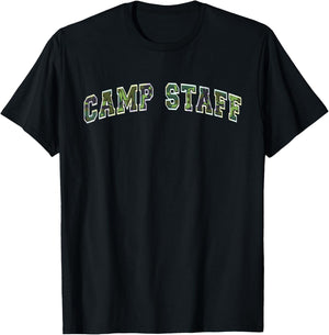Camo CAMP STAFF Summer Campground Host Trainer Team Besties T-Shirt - T-Shirt | Black