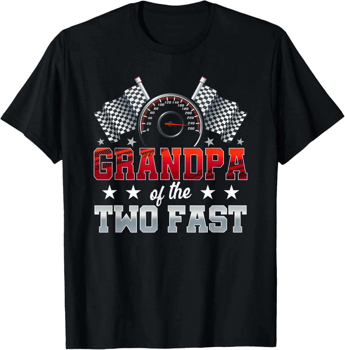 Grandpa of The Two Fast Second Birthday Racing Car Family T-Shirt - T-Shirt | Black