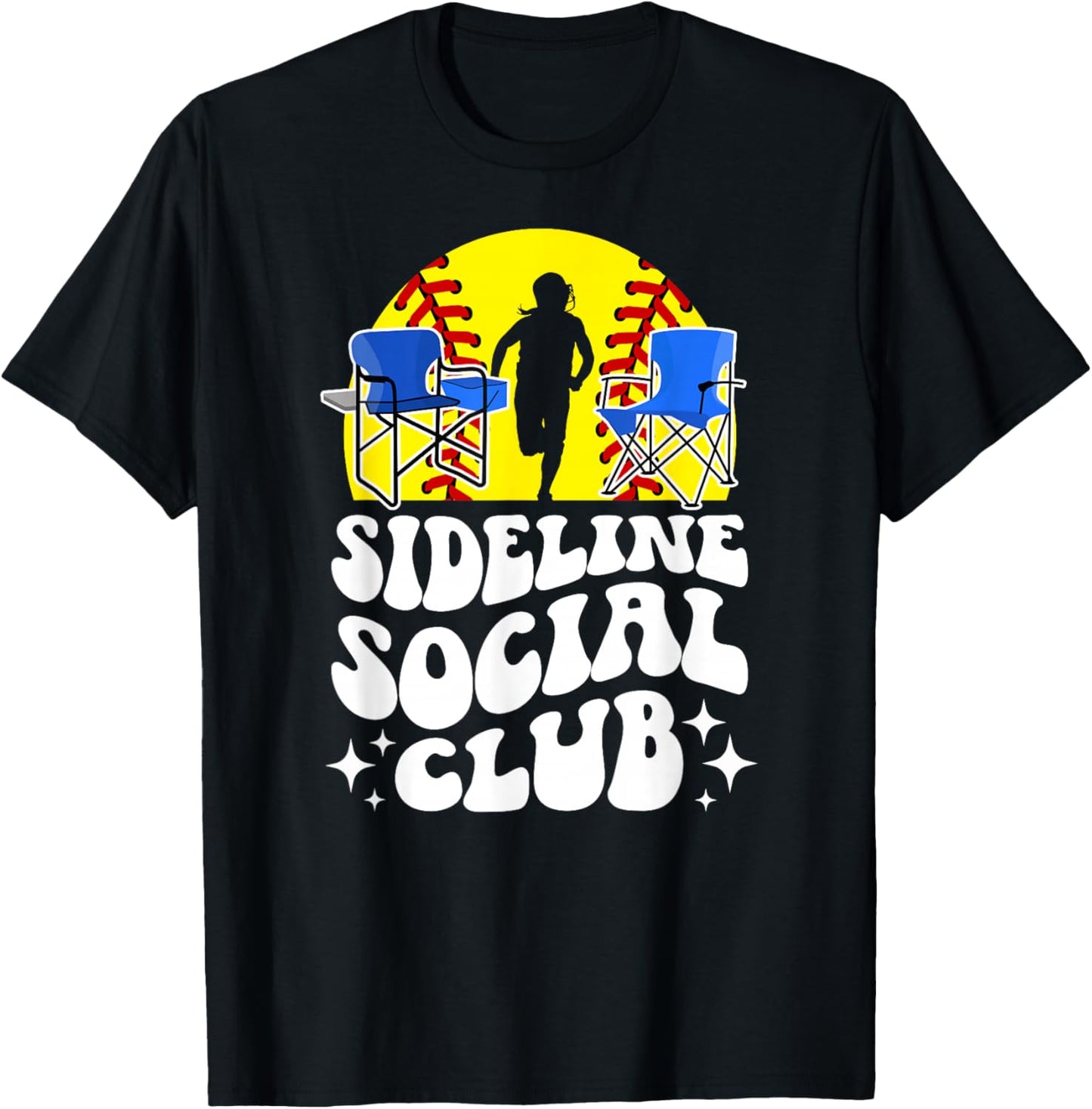 Sideline Social Club Softball Mom Of A Softball Player Mama T-Shirt - T-Shirt | Black
