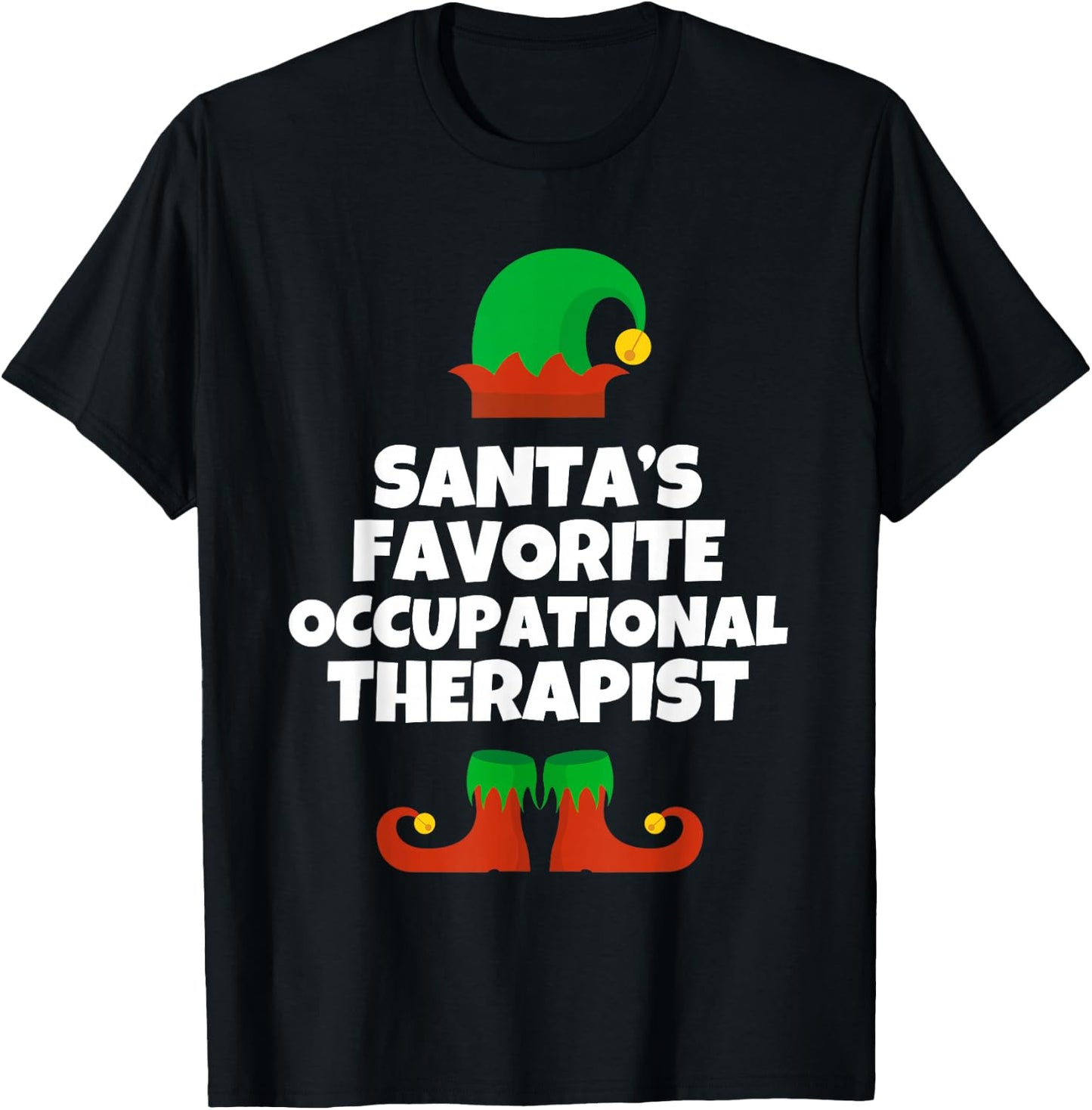 Santas Favorite Occupational Therapist Christmas Pj Therapy T-Shirt - T-Shirt | Black