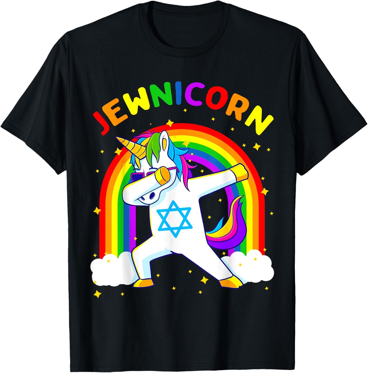 Jewnicorn Hanukkah Dabbing Unicorn Chanukah Women Girls Gift T-Shirt - T-Shirt | Black
