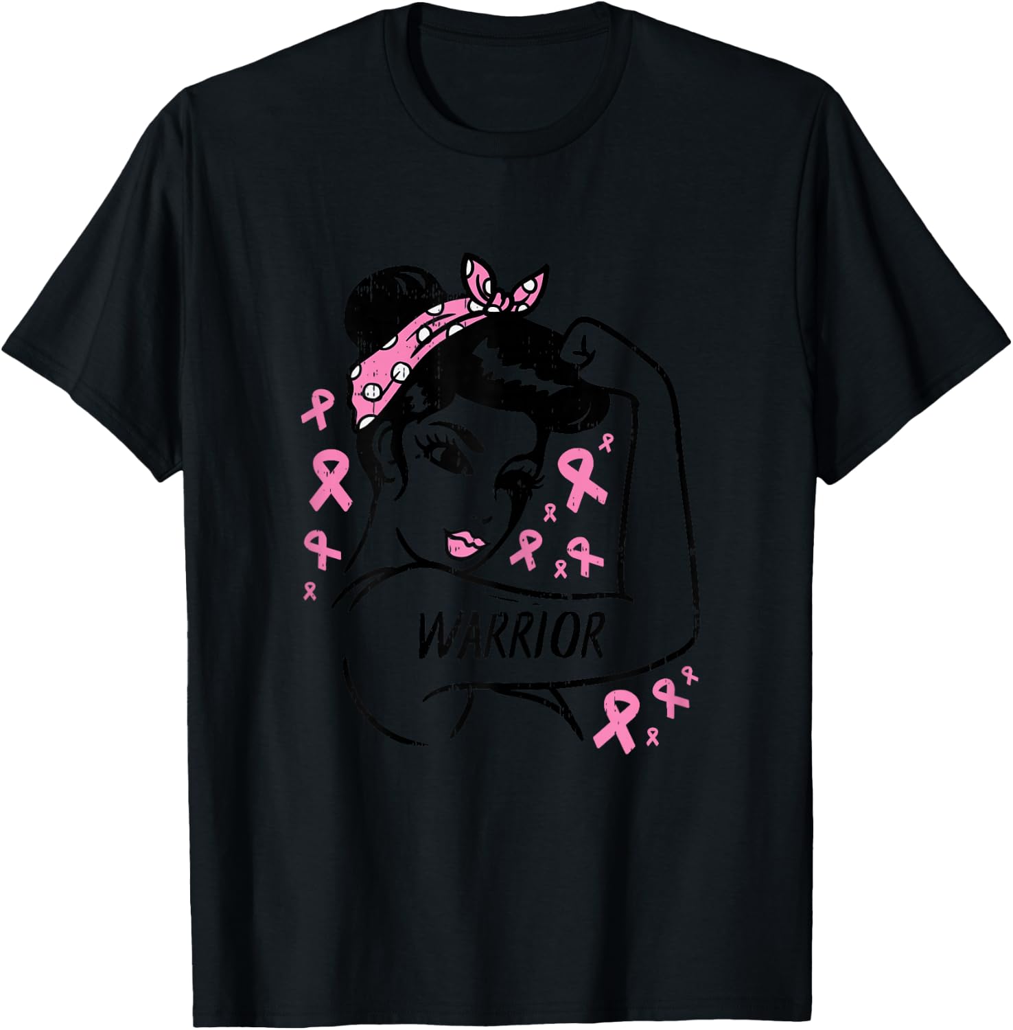 Warrior Unbreakable Pink Ribbon Breast Cancer Awareness Gift T-Shirt - T-Shirt | Black