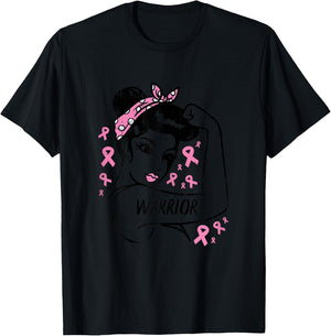 Warrior Unbreakable Pink Ribbon Breast Cancer Awareness Gift T-Shirt - T-Shirt | Black
