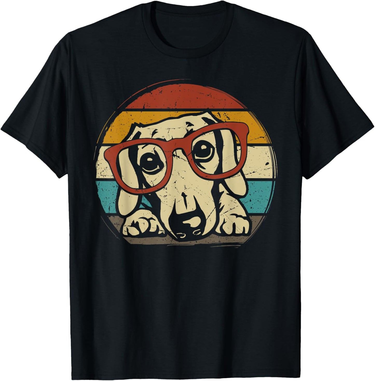 Dachshund Vintage puppy sunglasses Retro Gifts Dog Lover T-Shirt - T-Shirt | Black