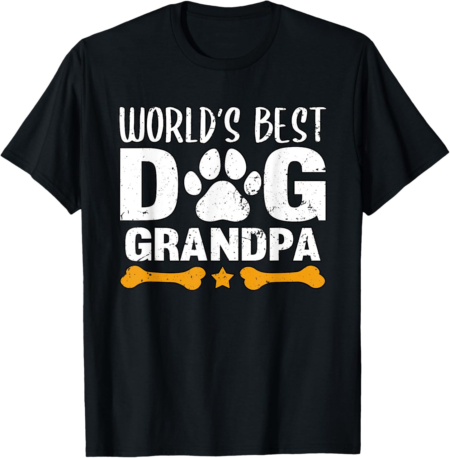 World's Best Dog Grandpa Puppy Grandfather Paw Fur Parent T-Shirt - T-Shirt | Black
