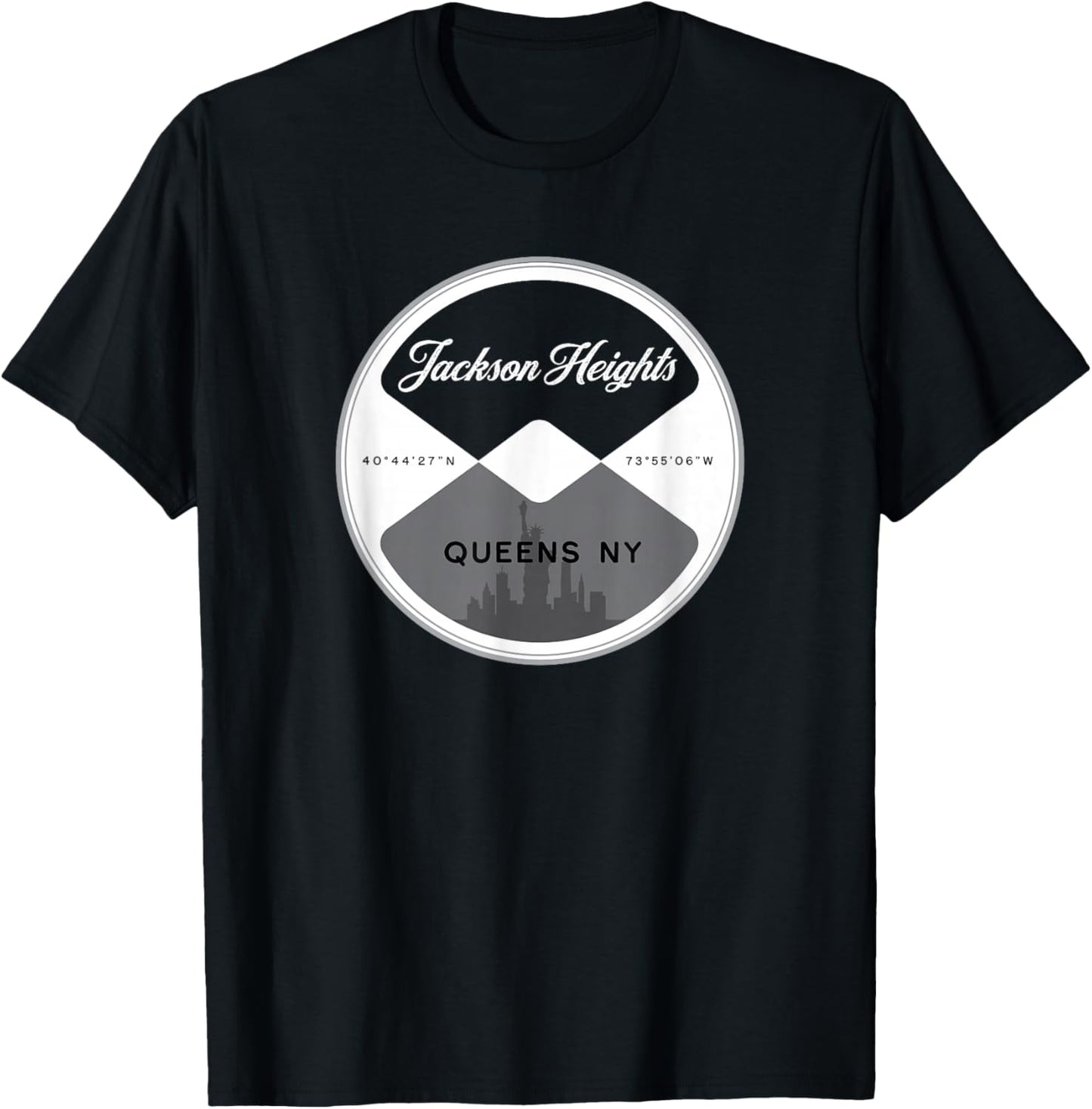 Jackson Heights Queens New York City NYC Circle Graphic T-Shirt - T-Shirt | Black