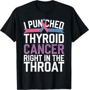 Thyroid Cancer Survivor Awareness Punched In The Throat T-Shirt - T-Shirt | Black