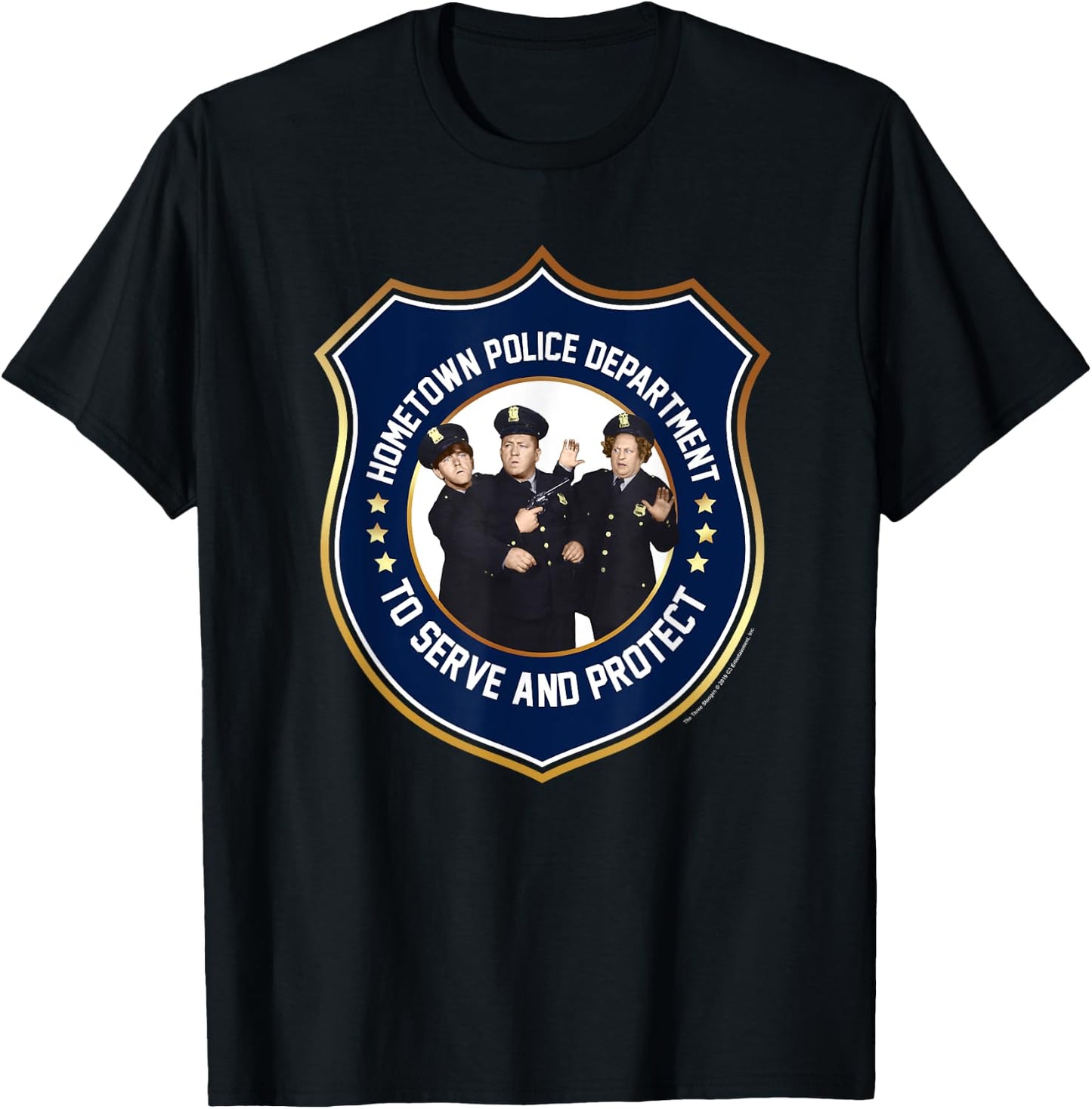TTS- The Three Stooges Police Department Serve And Protect T-Shirt - T-Shirt | Black