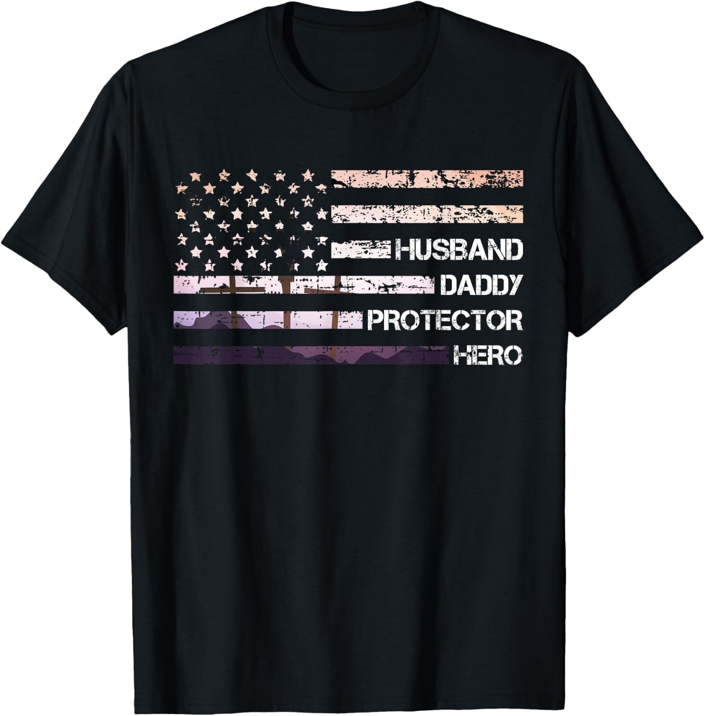 Husband Dad Protector Hero Father's Day Dad Gift Dad T-Shirt - T-Shirt | Black