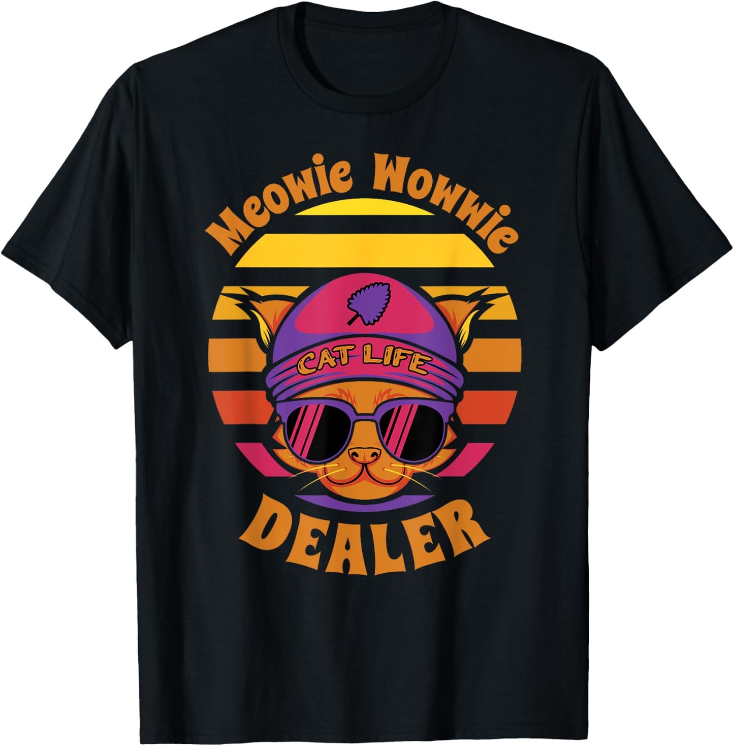 Cute Cat Funny Meowie Wowwie Dealer, Kitty Sells Catnip Gift T-Shirt - T-Shirt | Black