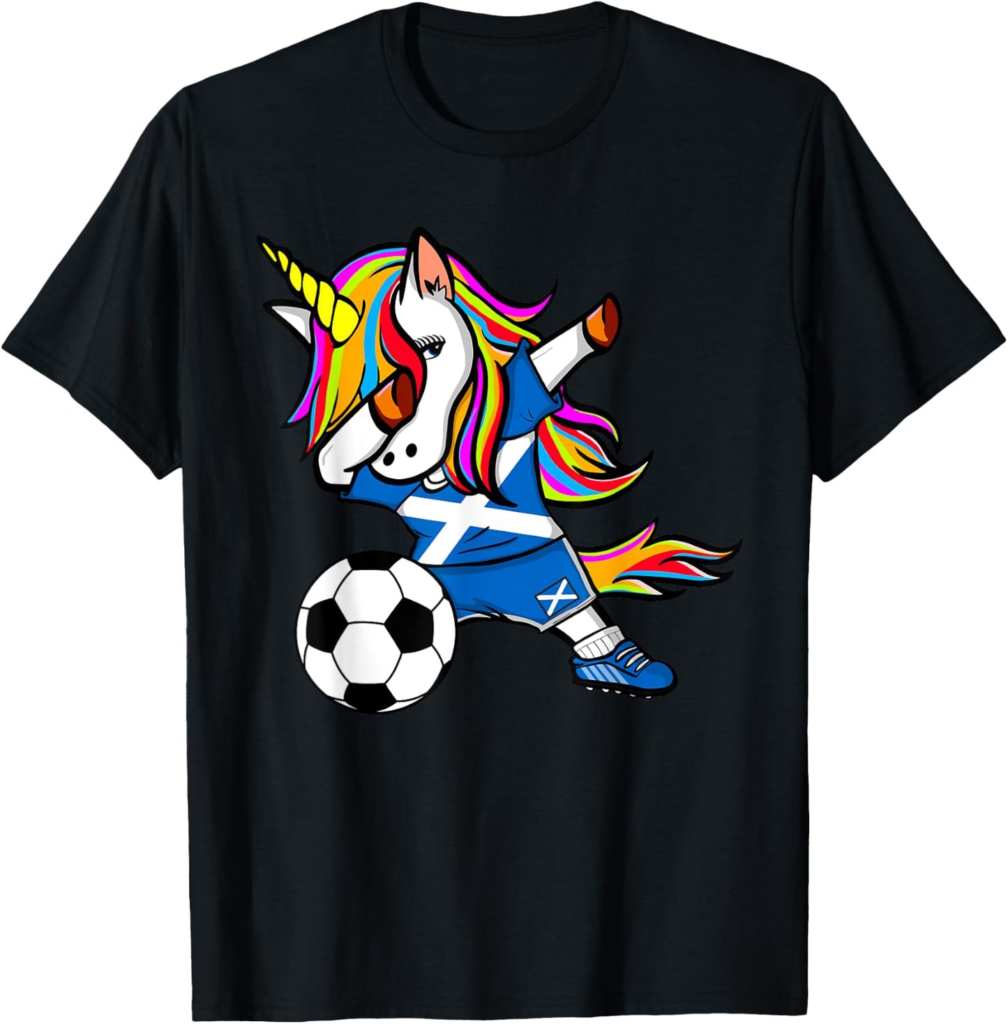 Dabbing Unicorn Scotland Soccer Fan Jersey Scottish Football T-Shirt - T-Shirt | Black