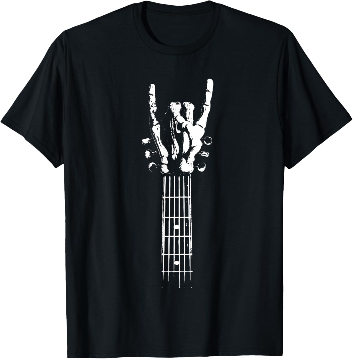 Rock and Roll Guitar Bone Skeleton sign Vintage ROCK Music T-Shirt - T-Shirt | Black