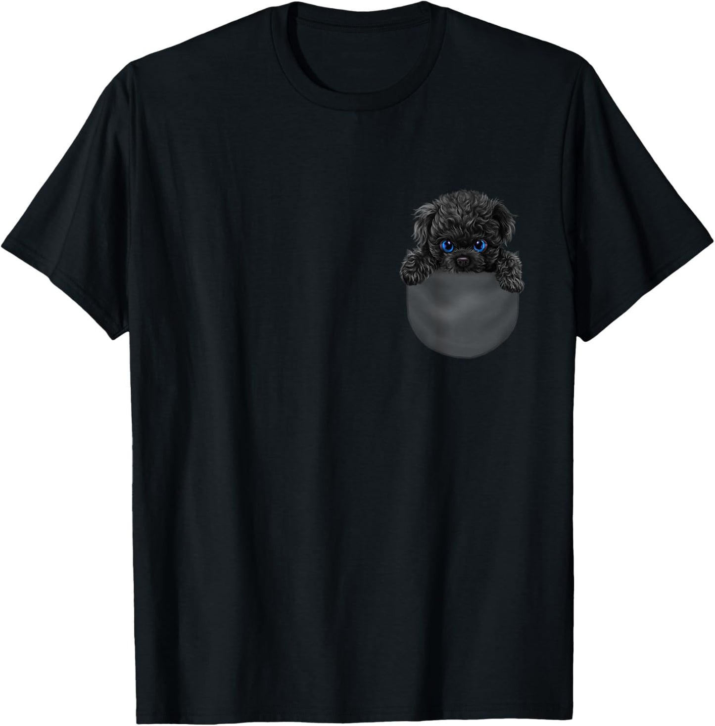 Black Poodle Dog in Pocket T-Shirt - T-Shirt | Black