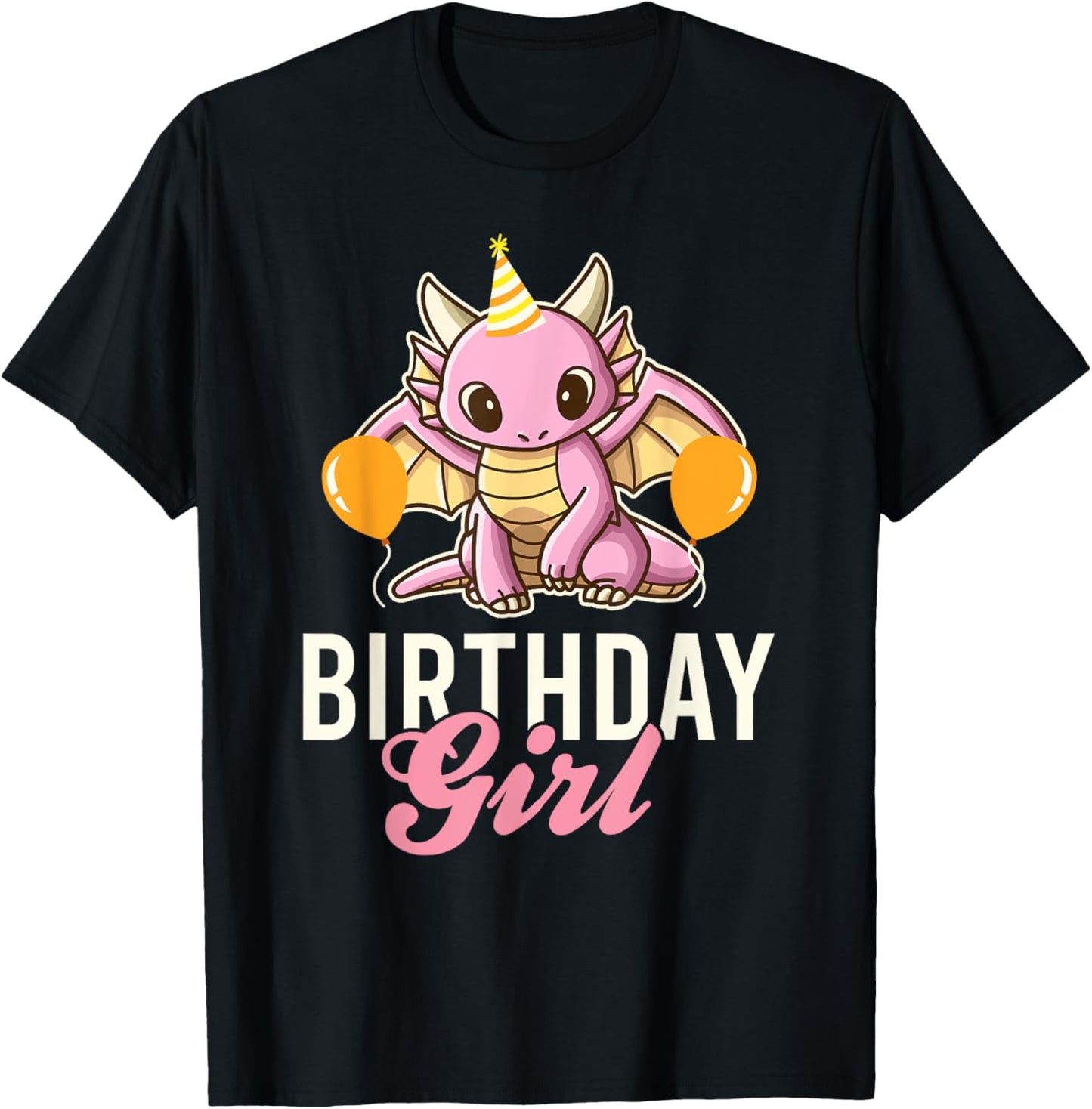 Cute Dragon Birthday Girl T-Shirt - T-Shirt | Black