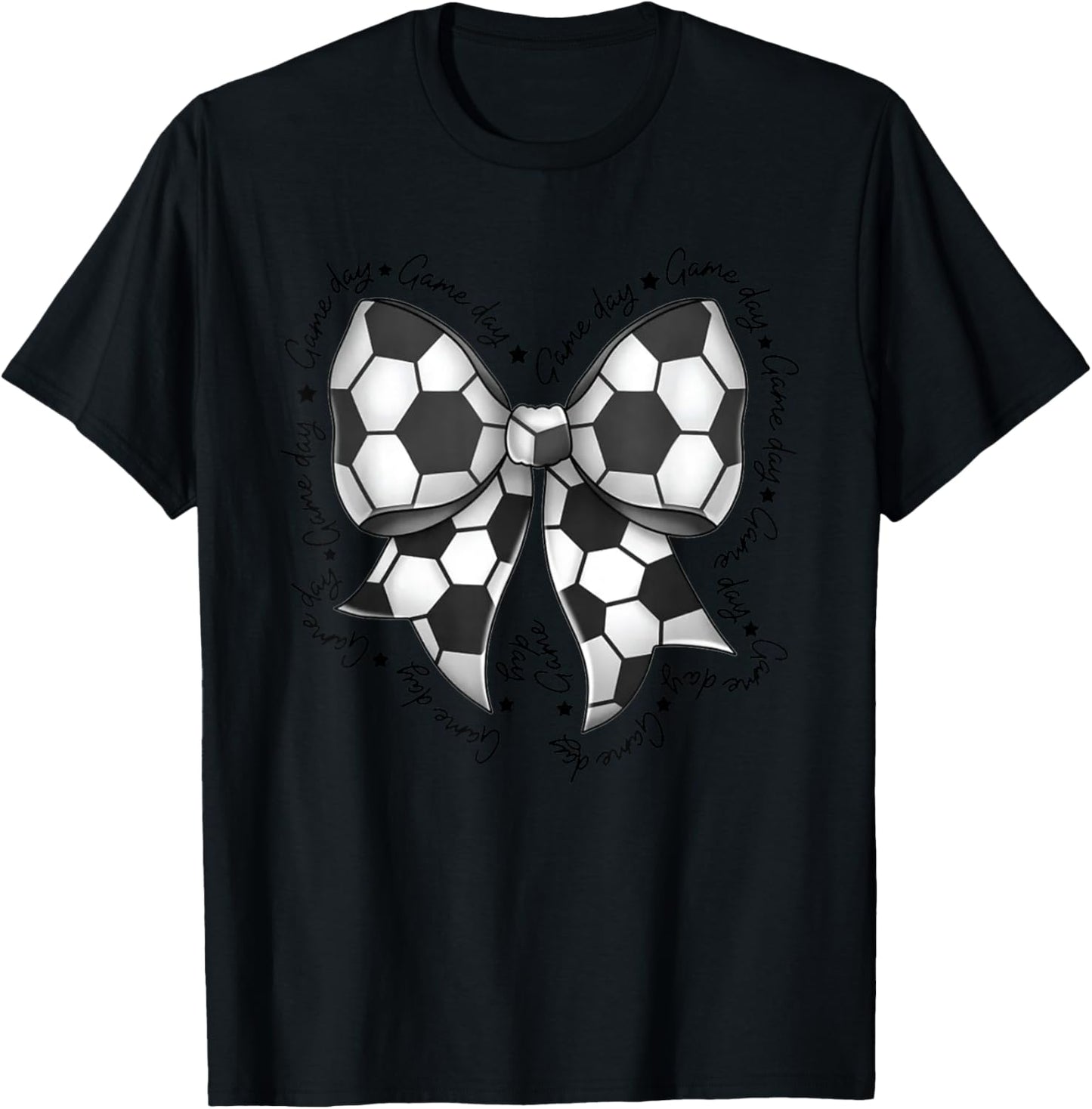Cute Coquette Bow Funny Game Day Soccer Mom Life Team Sports T-Shirt - T-Shirt | Black