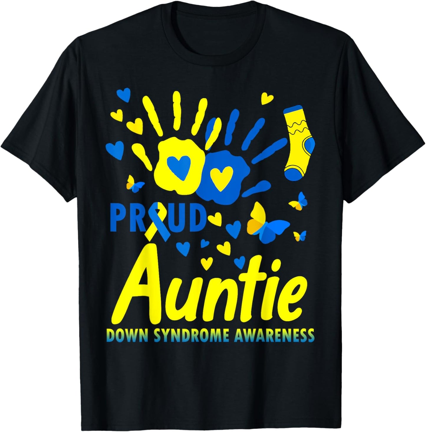 Proud Auntie World Down Syndrome Awareness Day Matching T-Shirt - T-Shirt | Black