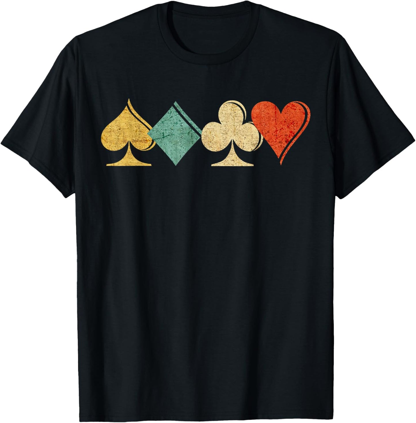 Playing Cards Spade, Heart, Diamond, Club,Casino Gift T-Shirt - T-Shirt | Black