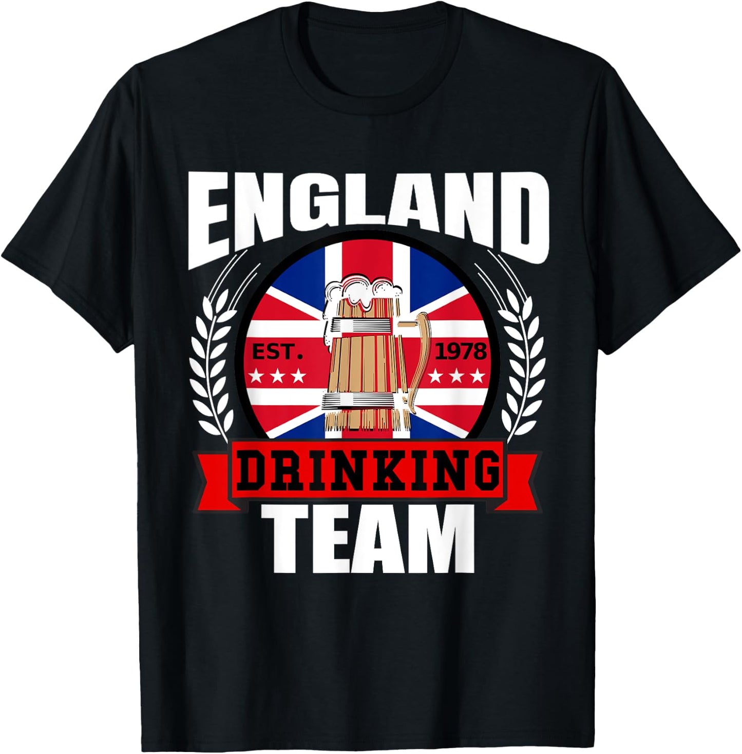 England Drinking Team Funny English UK Flag Beer Party Gift T-Shirt - T-Shirt | Black