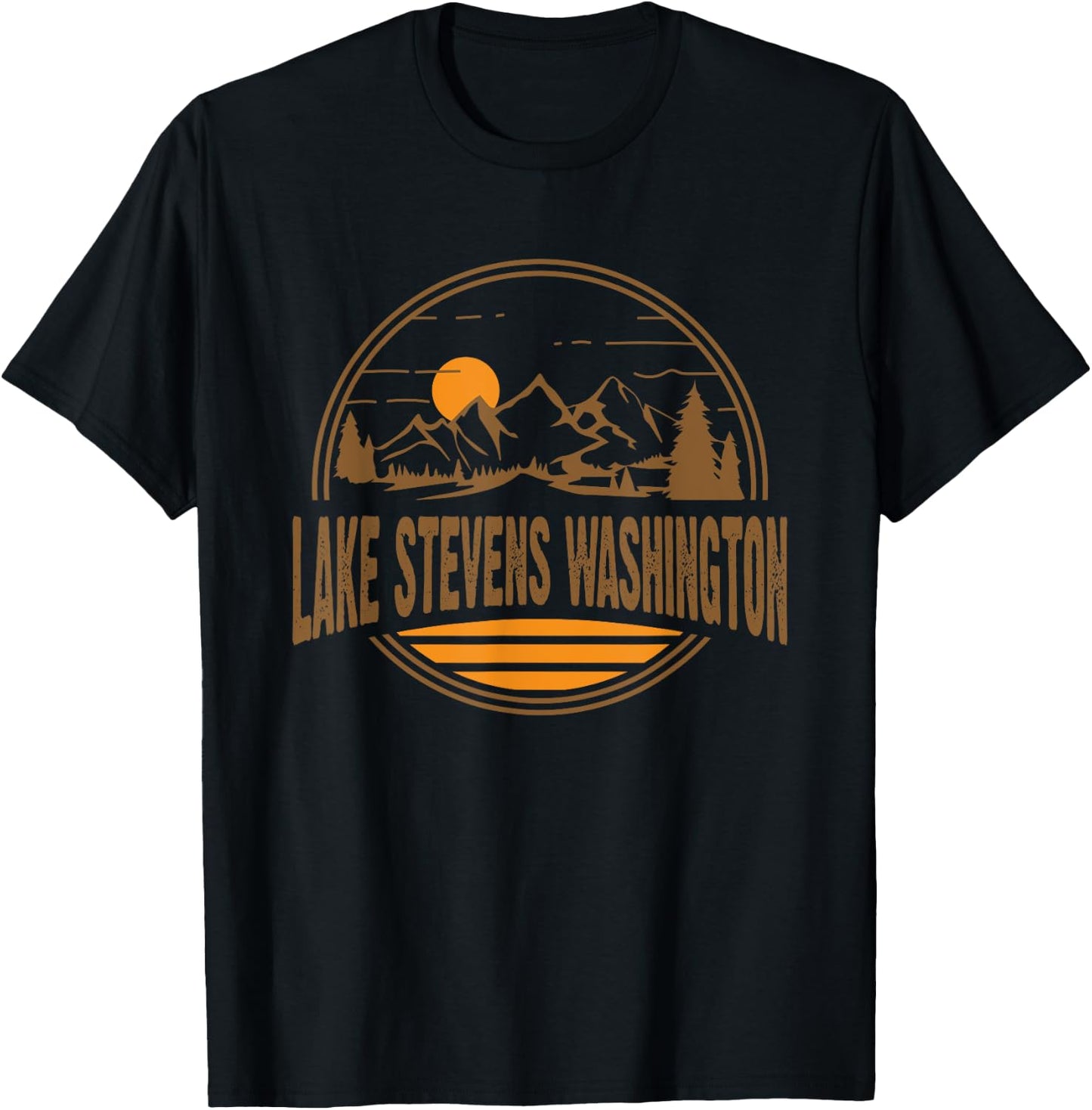 Retro Lake Stevens, Washington State Gift T-Shirt - T-Shirt | Black