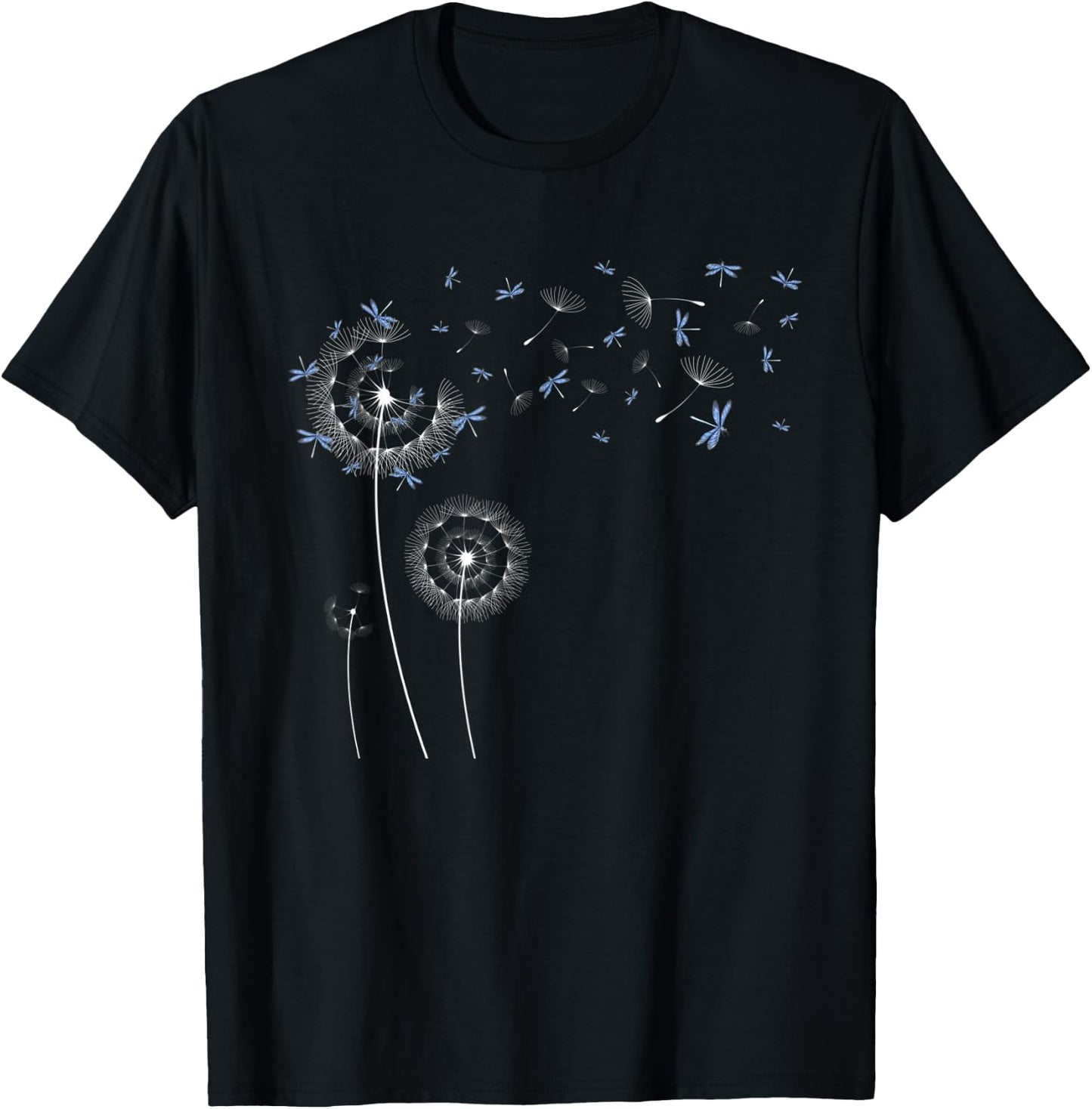 Dragonfly Puff Ball Cute Insect Dandelion T-Shirt - T-Shirt | Black