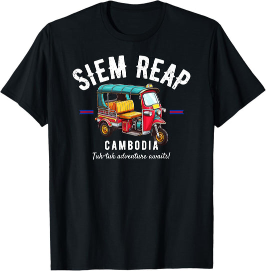 Vintage Tuk-Tuk Siem Reap Cambodia | Asia Tuk-Tuk Lover T-Shirt - T-Shirt | Black