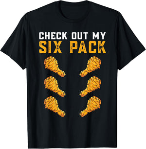 Funny Gym Check Out My Six Pack Chicken Wings T-Shirt - T-Shirt | Black