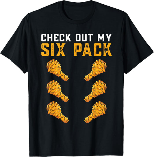 Funny Gym Check Out My Six Pack Chicken Wings T-Shirt - T-Shirt | Black